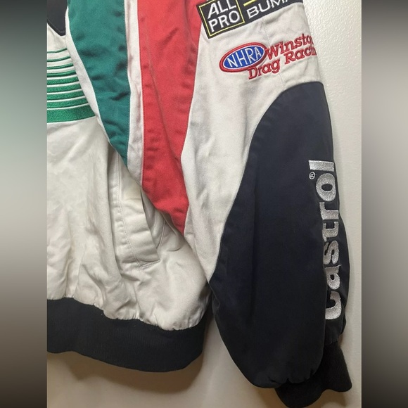 John Force Racing Castrol GTX Pit Jacket White Mens Size 2XL Vintage - Picture 5 of 16